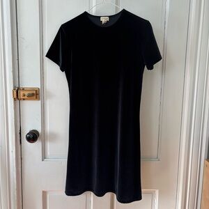 J. Crew 90s Black Velour Short Sleeve Mini Dress